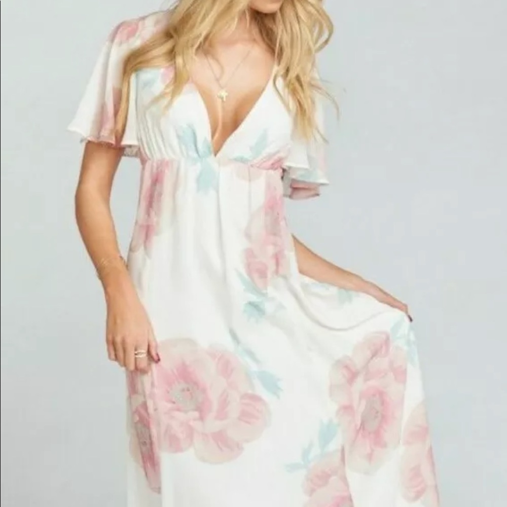 Show Me Your MuMu Faye Flutter Dress Floral Large - Picture 1 of 10